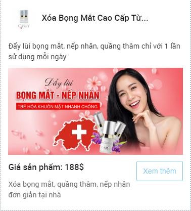 quảng cáo mỹ phẩm trên zalo kem bọng mắt